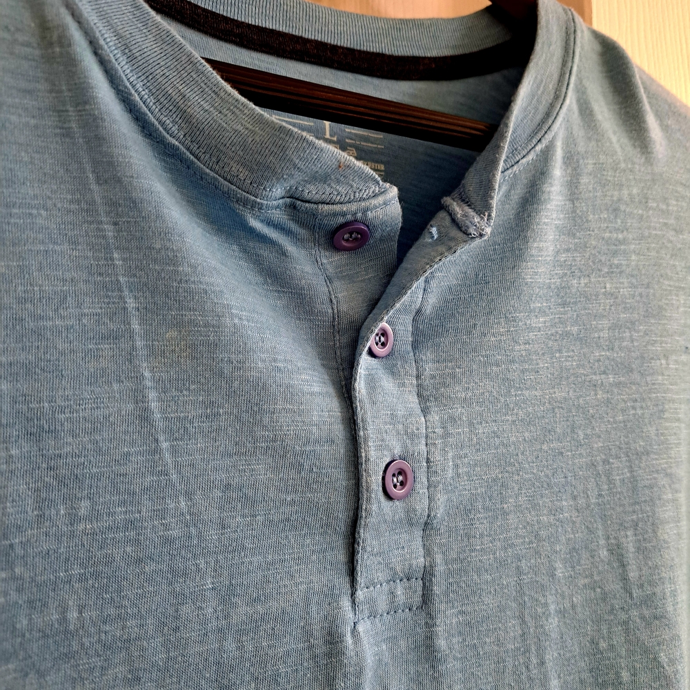 Men's Casual Blue Henley Shirt